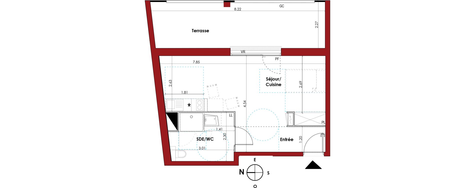 Appartement T1 de 35,00 m2 &agrave; Muret Centre