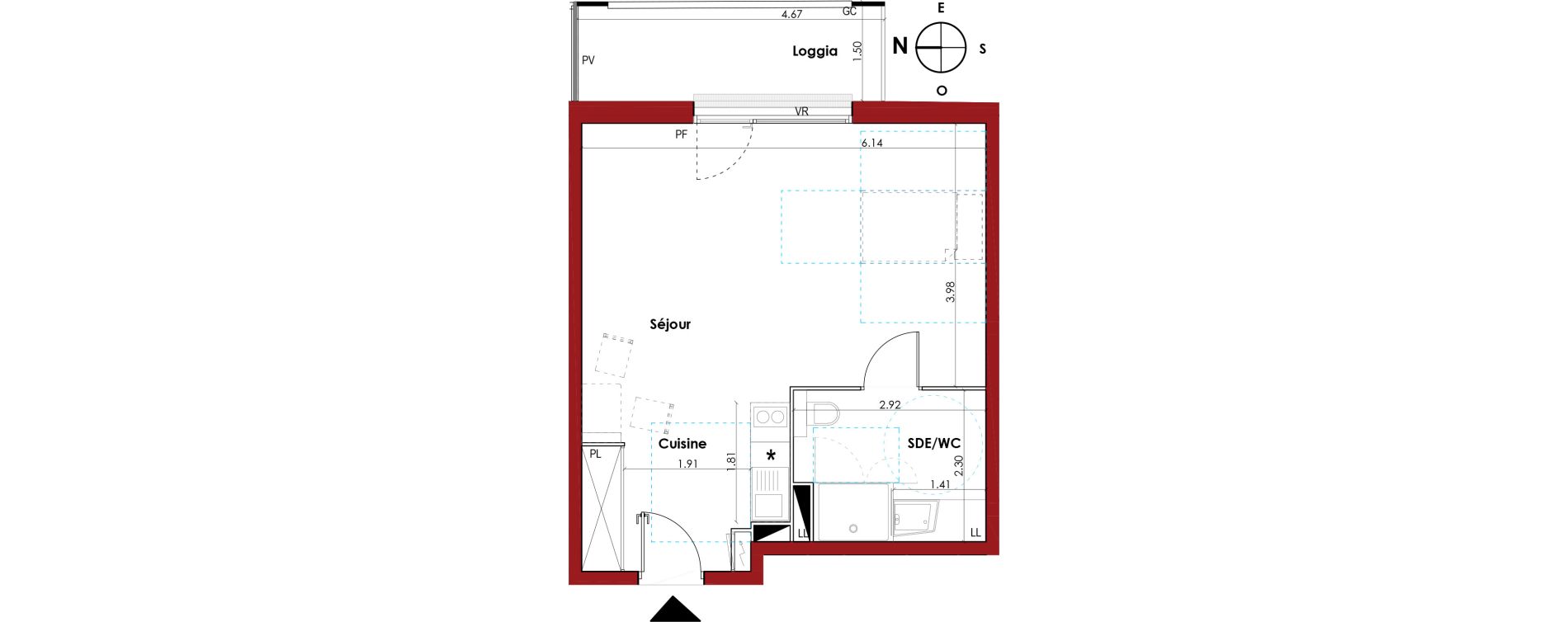 Appartement T1 de 39,00 m2 &agrave; Muret Centre