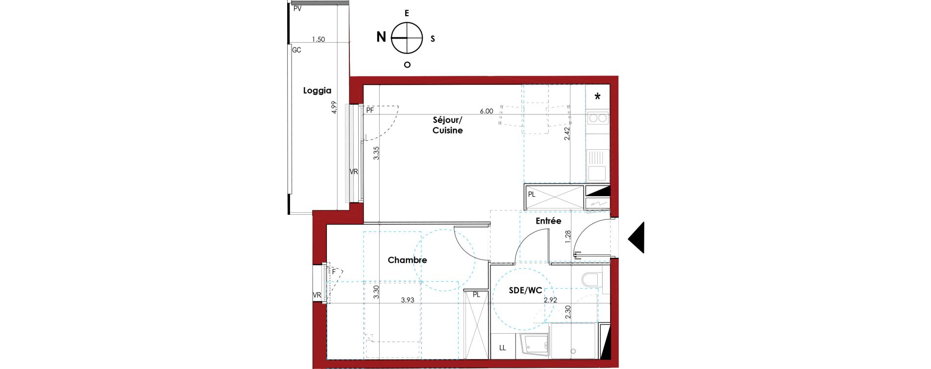Appartement T2 de 41,91 m2 &agrave; Muret Centre