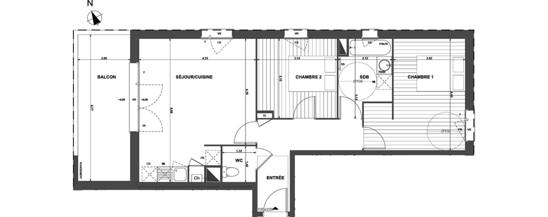 Appartement T3 de 63,29 m2 &agrave; Muret Centre