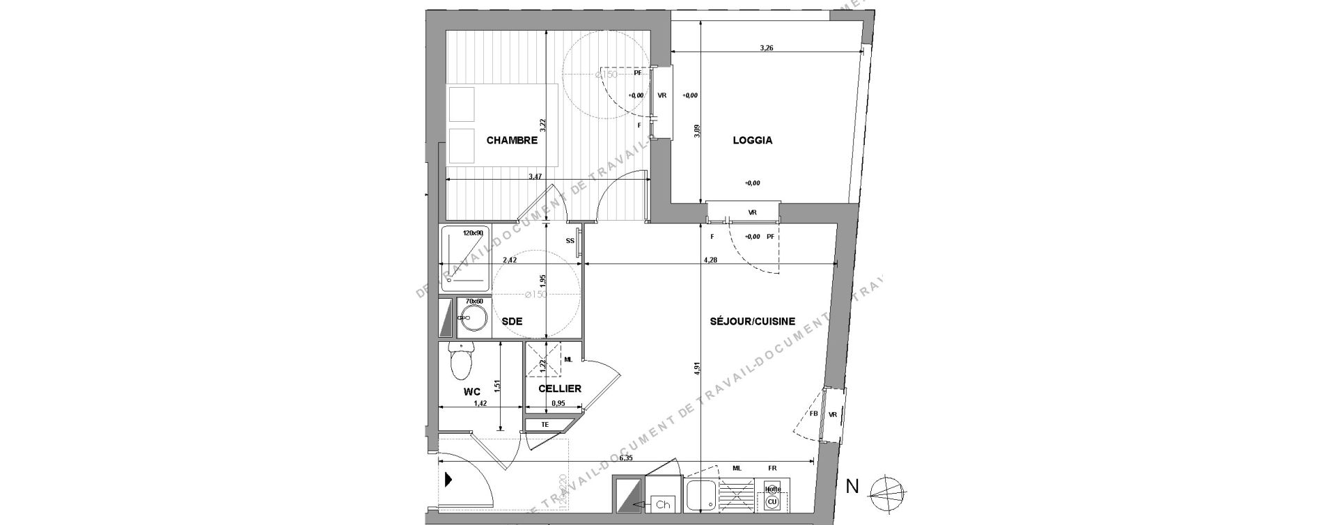 Appartement T2 de 41,99 m2 &agrave; Muret Centre