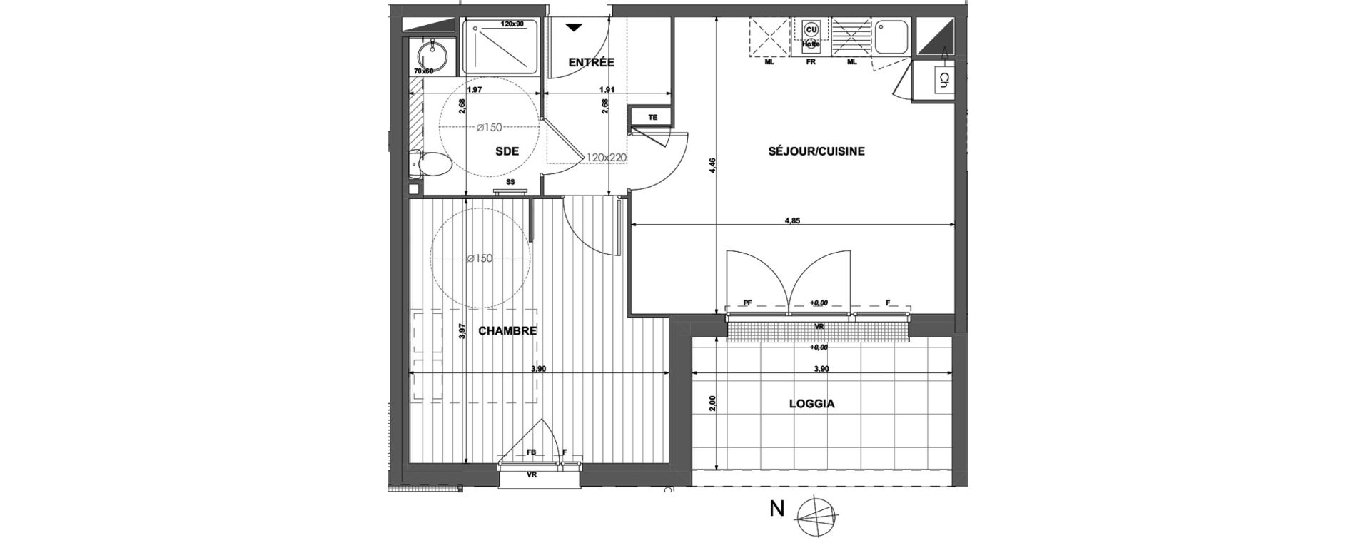 Appartement T2 de 43,64 m2 &agrave; Muret Centre