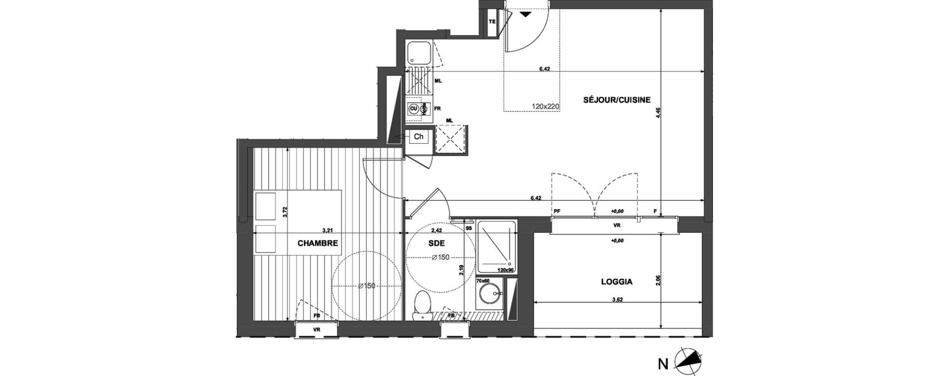 Appartement T2 de 44,08 m2 &agrave; Muret Centre