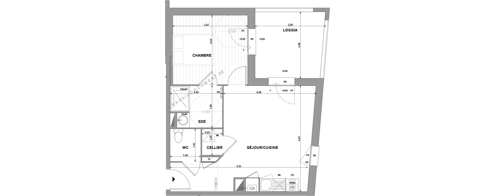 Appartement T2 de 41,99 m2 &agrave; Muret Centre