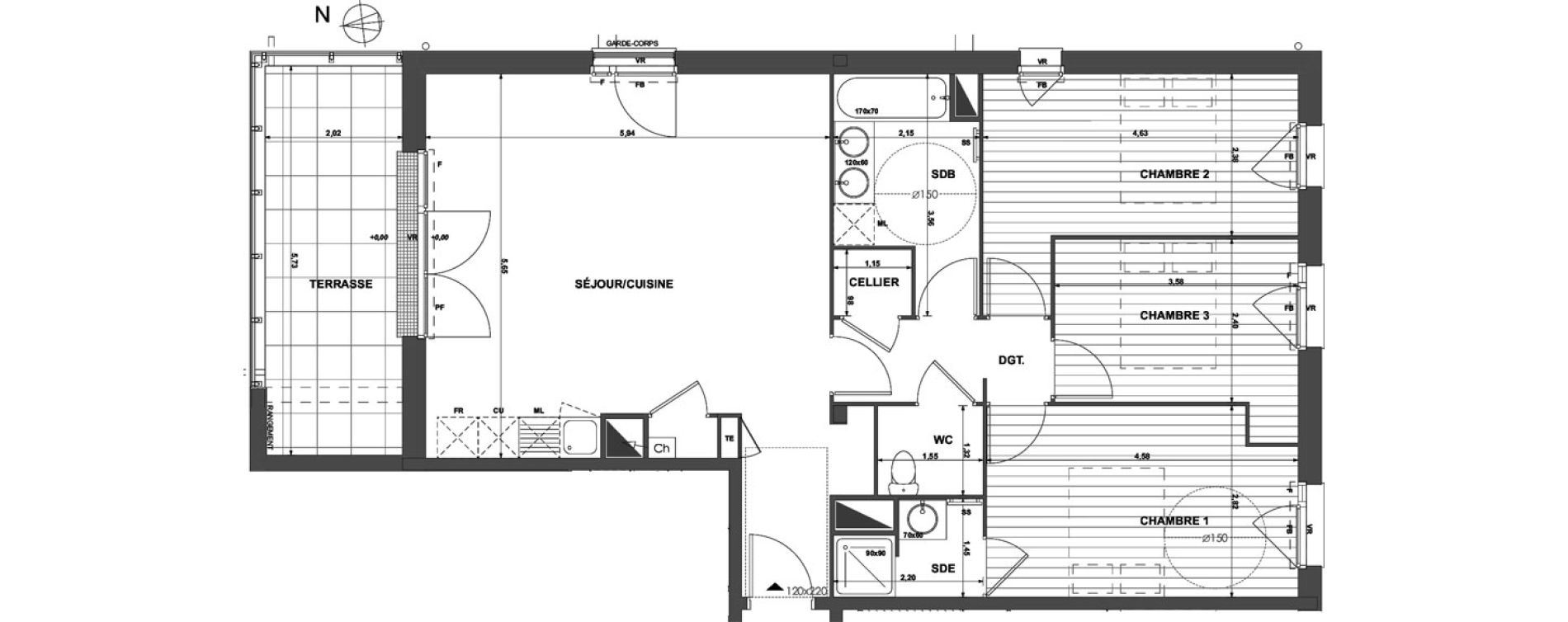Appartement T4 de 85,83 m2 &agrave; Muret Centre