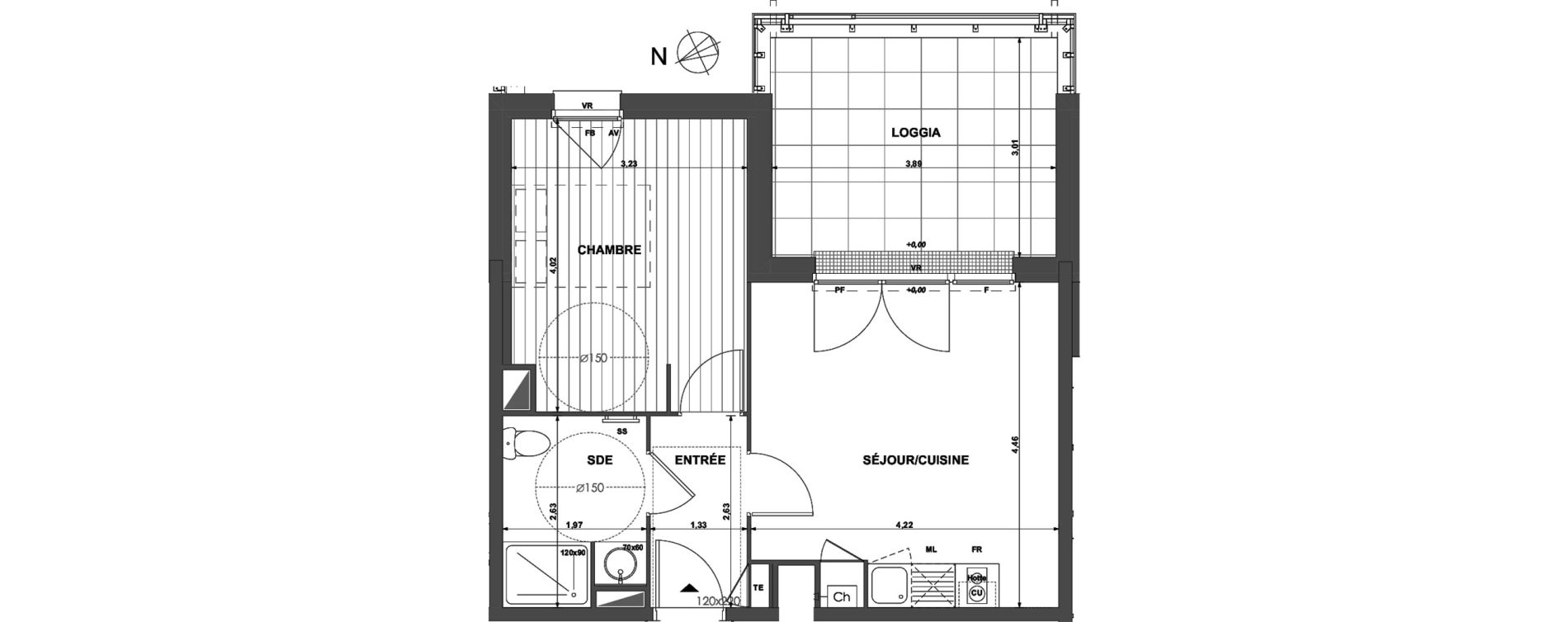Appartement T2 de 39,33 m2 &agrave; Muret Centre