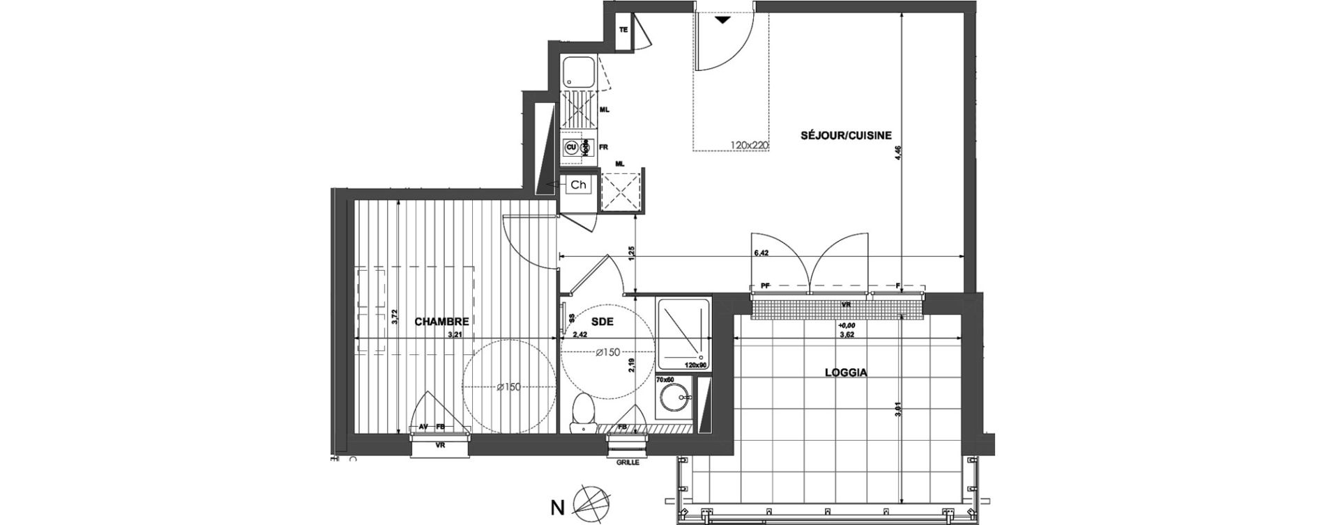 Appartement T2 de 44,61 m2 &agrave; Muret Centre