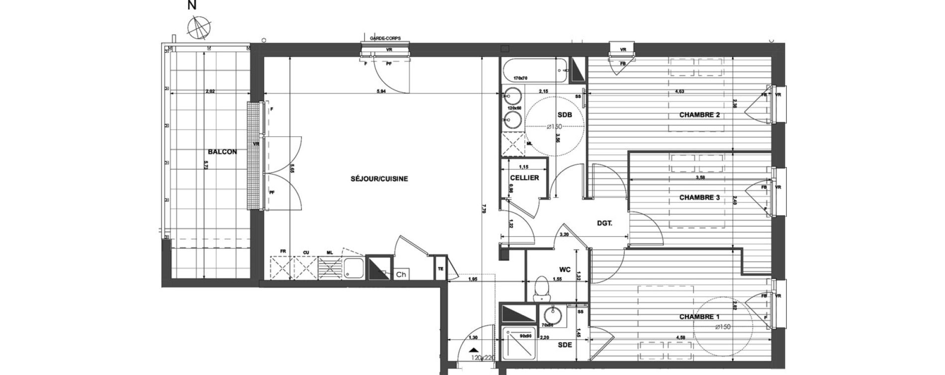 Appartement T4 de 85,85 m2 &agrave; Muret Centre