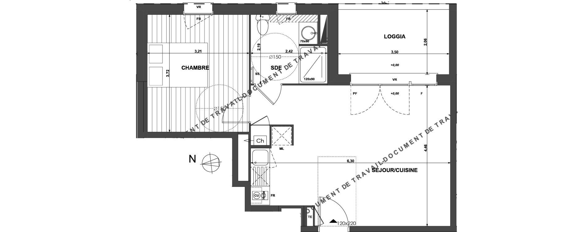 Appartement T2 de 43,54 m2 &agrave; Muret Centre