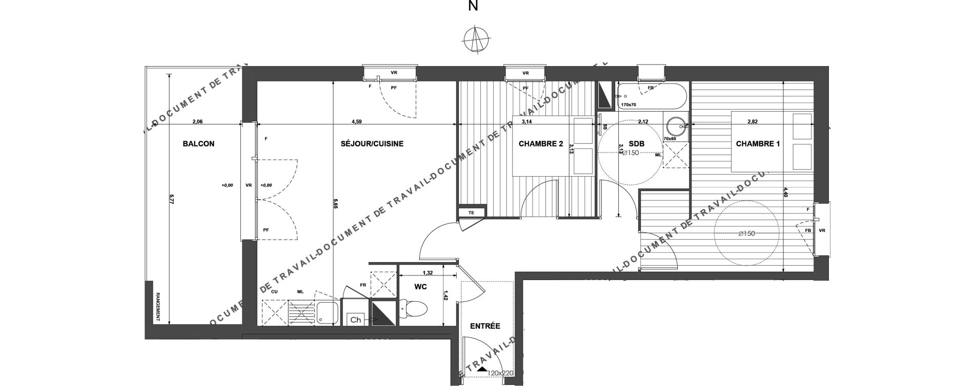 Appartement T3 de 63,29 m2 &agrave; Muret Centre