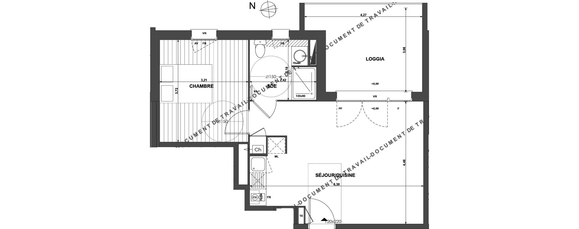 Appartement T2 de 43,54 m2 &agrave; Muret Centre