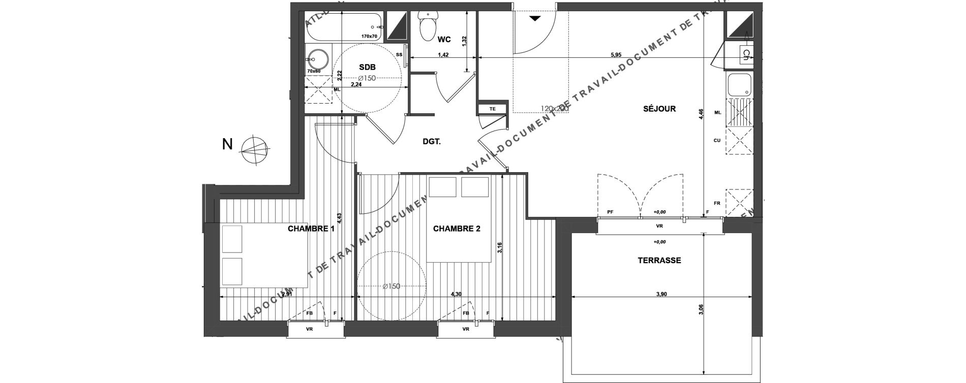 Appartement T3 de 58,25 m2 &agrave; Muret Centre