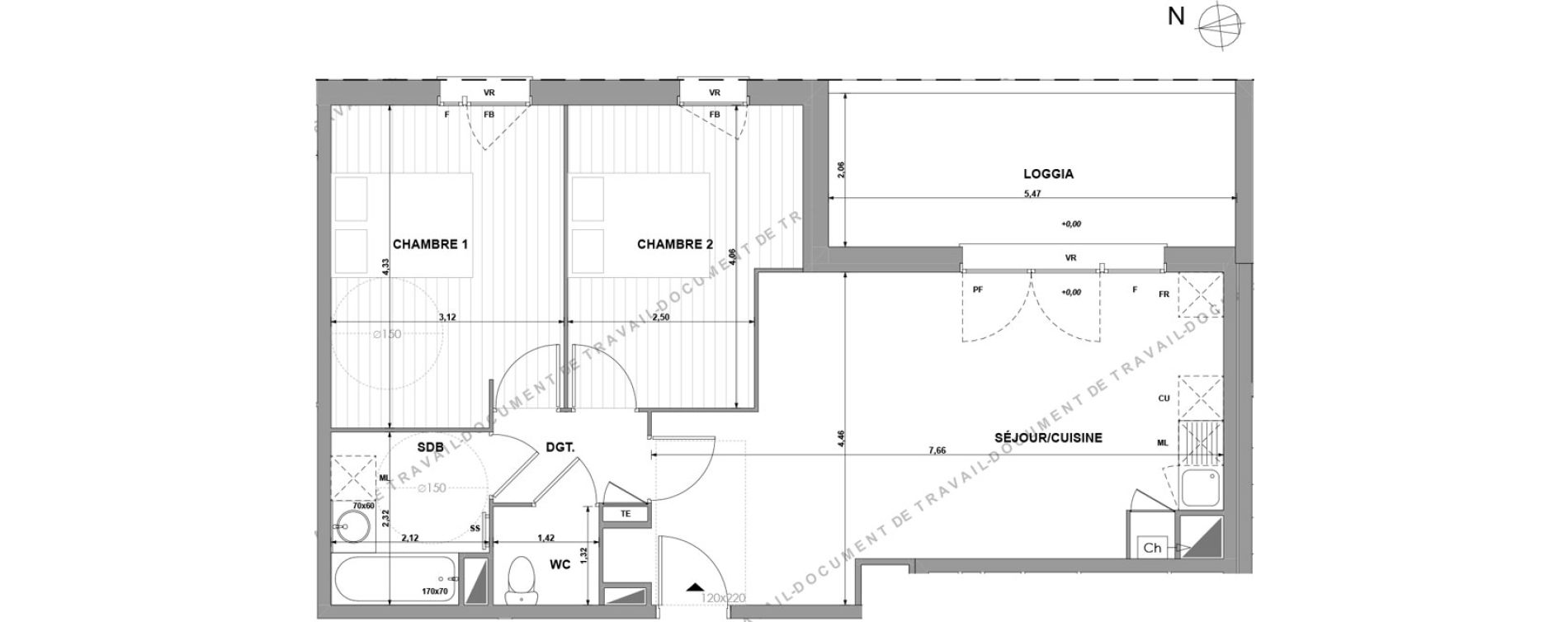 Appartement T3 de 62,28 m2 &agrave; Muret Centre