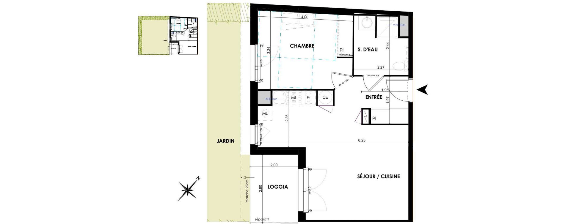 Appartement T2 de 45,54 m2 &agrave; P&eacute;chabou Centre