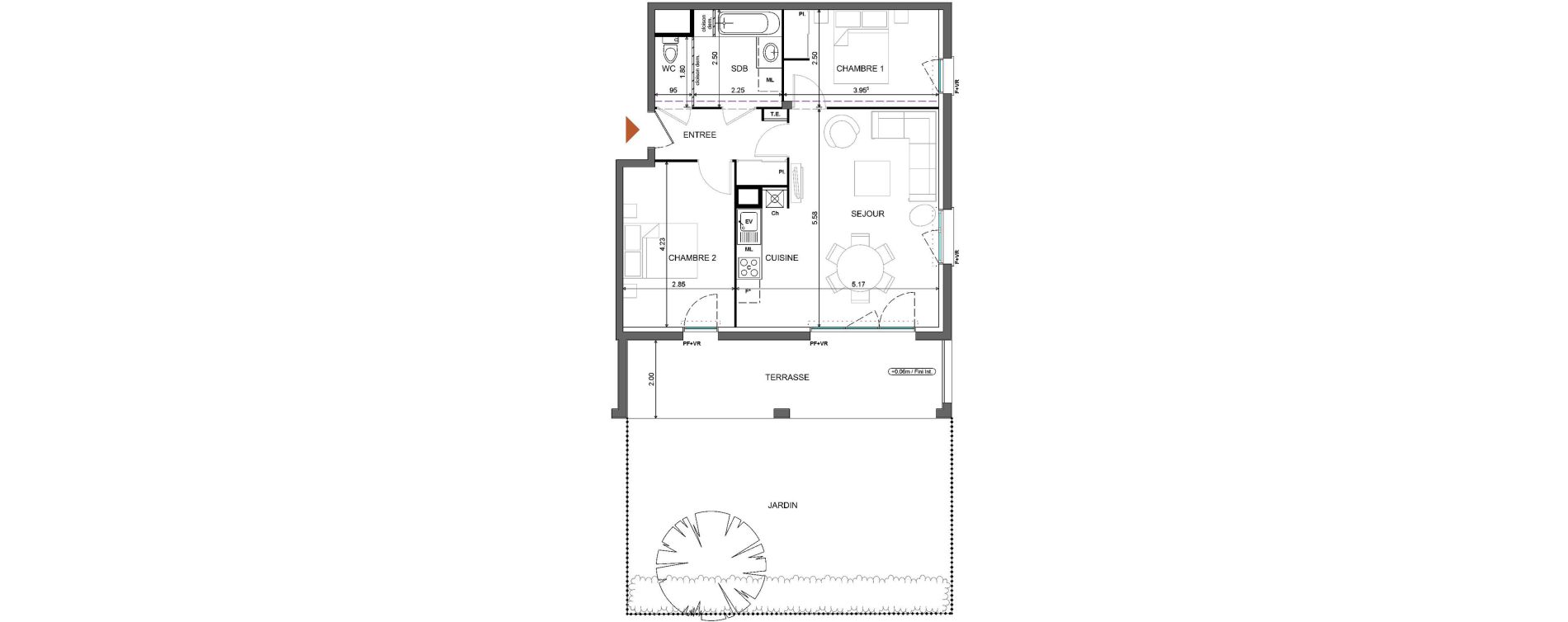 Appartement T3 de 59,86 m2 &agrave; Pechbusque Reguo loungo