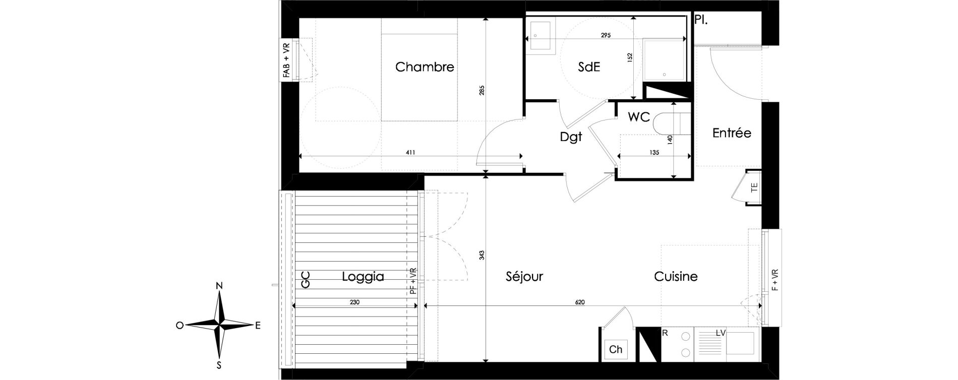 Appartement T2 de 44,31 m2 &agrave; Pibrac Centre