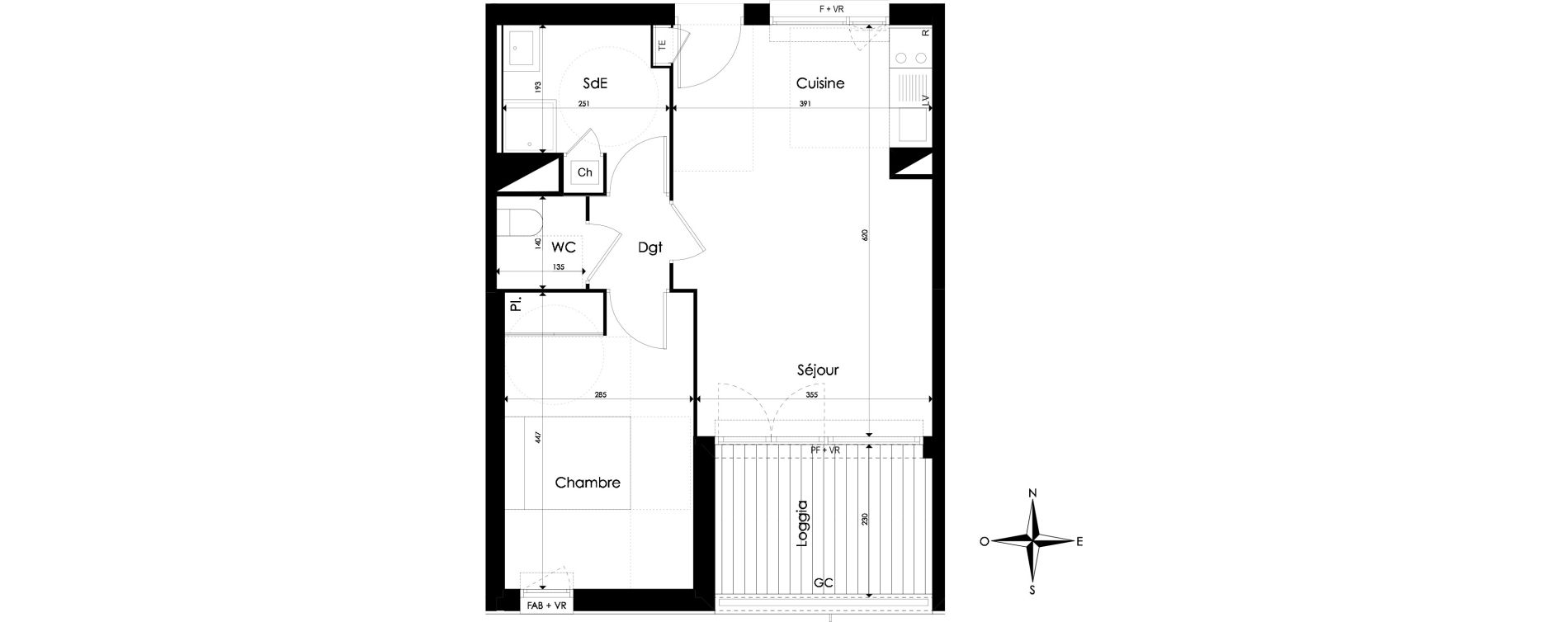 Appartement T2 de 45,02 m2 &agrave; Pibrac Centre