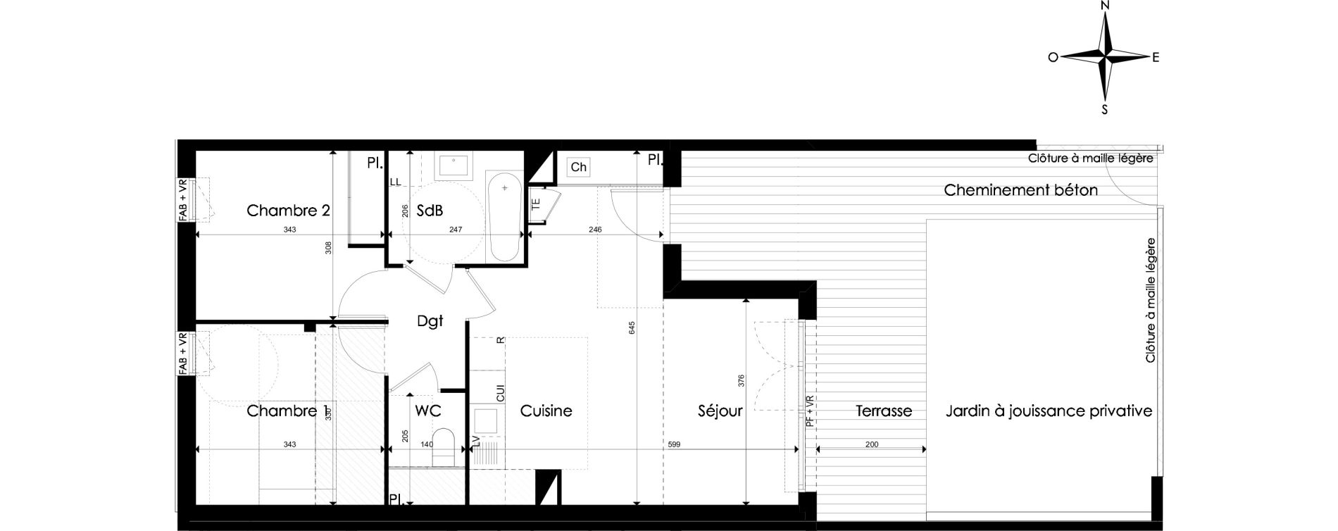 Appartement T3 de 61,73 m2 &agrave; Pibrac Centre