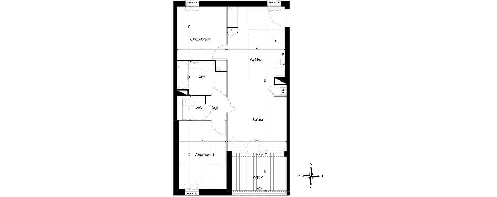 Appartement T3 de 60,85 m2 &agrave; Pibrac Centre