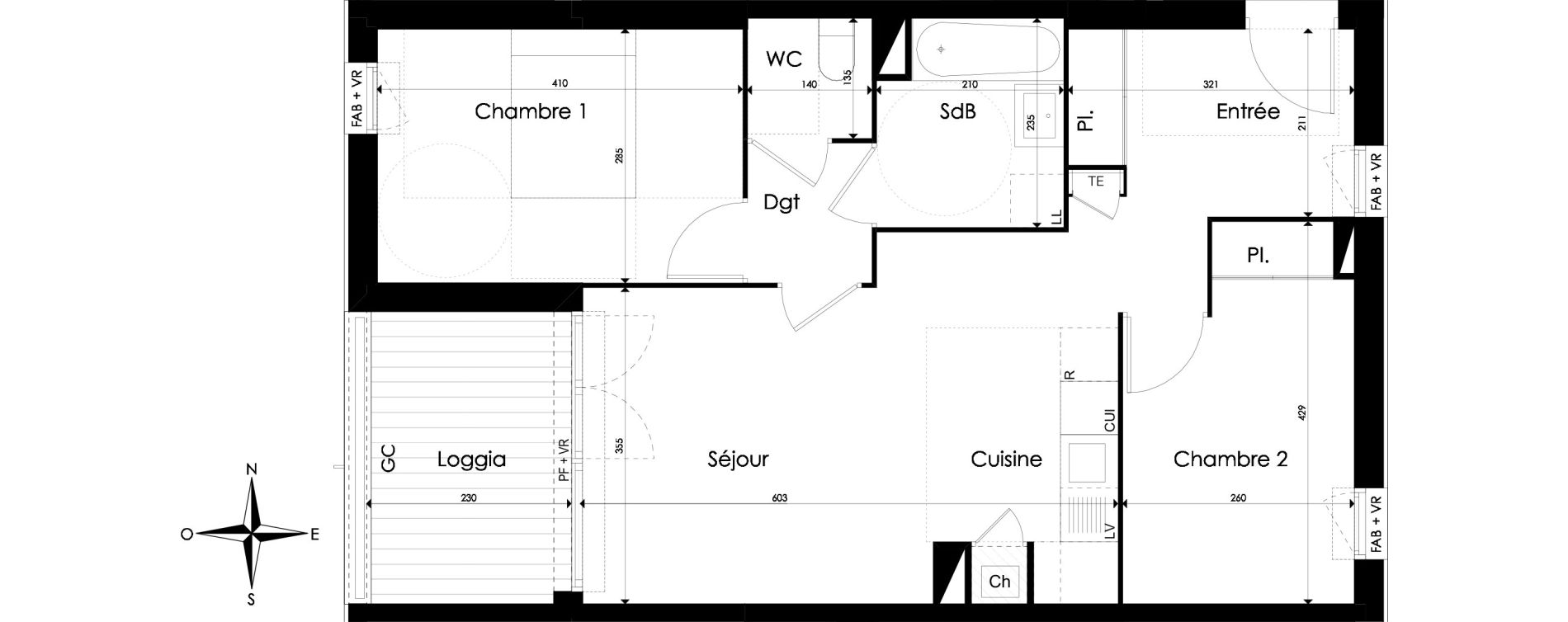 Appartement T3 de 60,75 m2 &agrave; Pibrac Centre