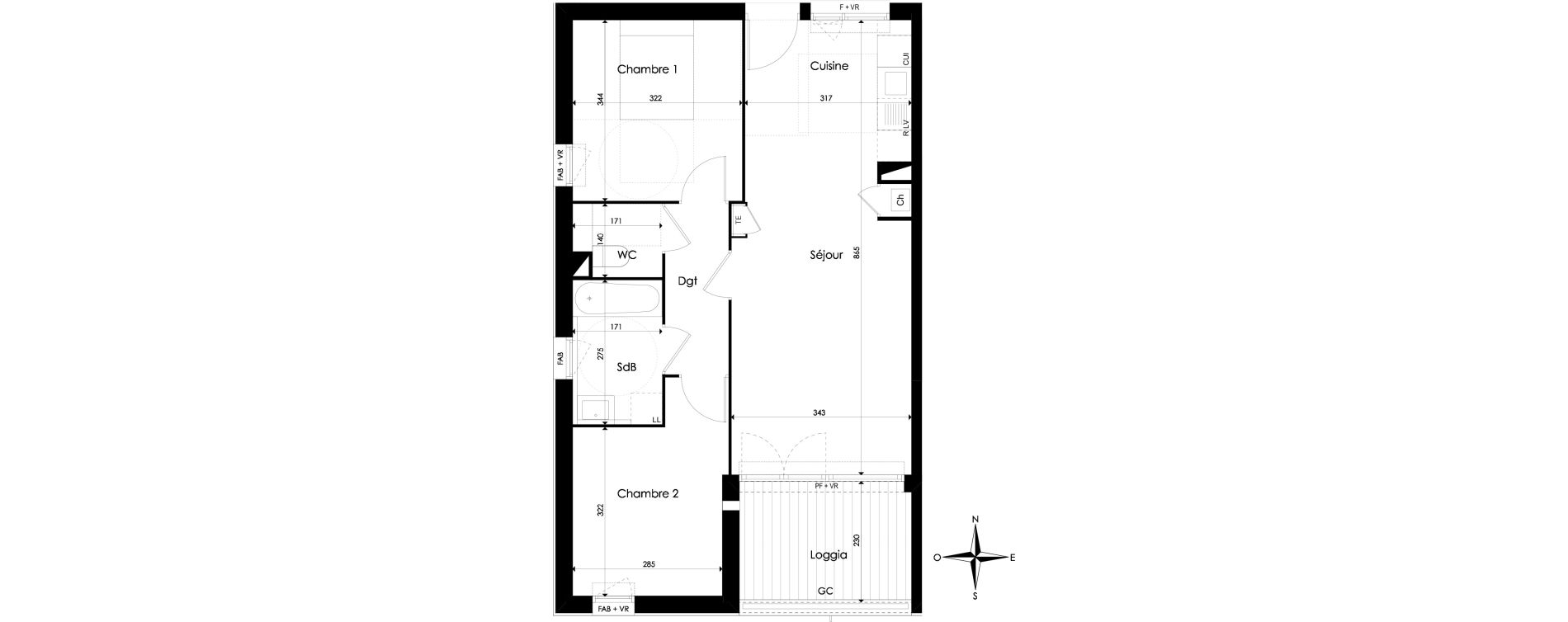 Appartement T3 de 60,67 m2 &agrave; Pibrac Centre
