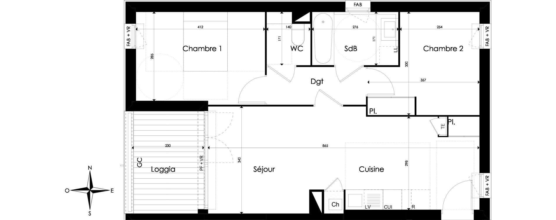 Appartement T3 de 59,99 m2 &agrave; Pibrac Centre
