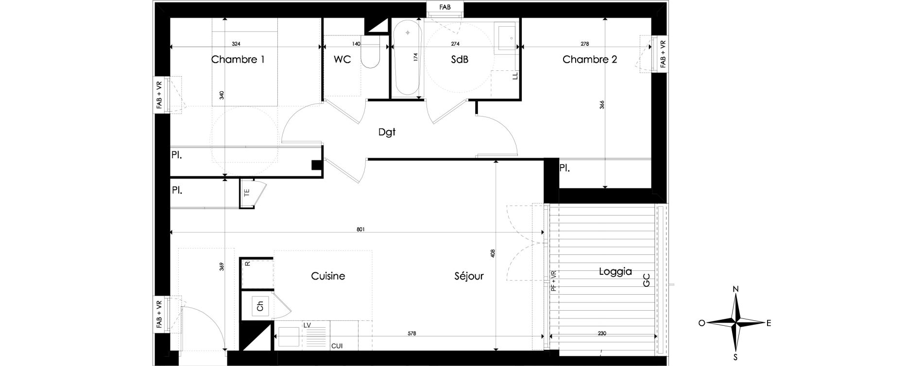 Appartement T3 de 63,28 m2 &agrave; Pibrac Centre