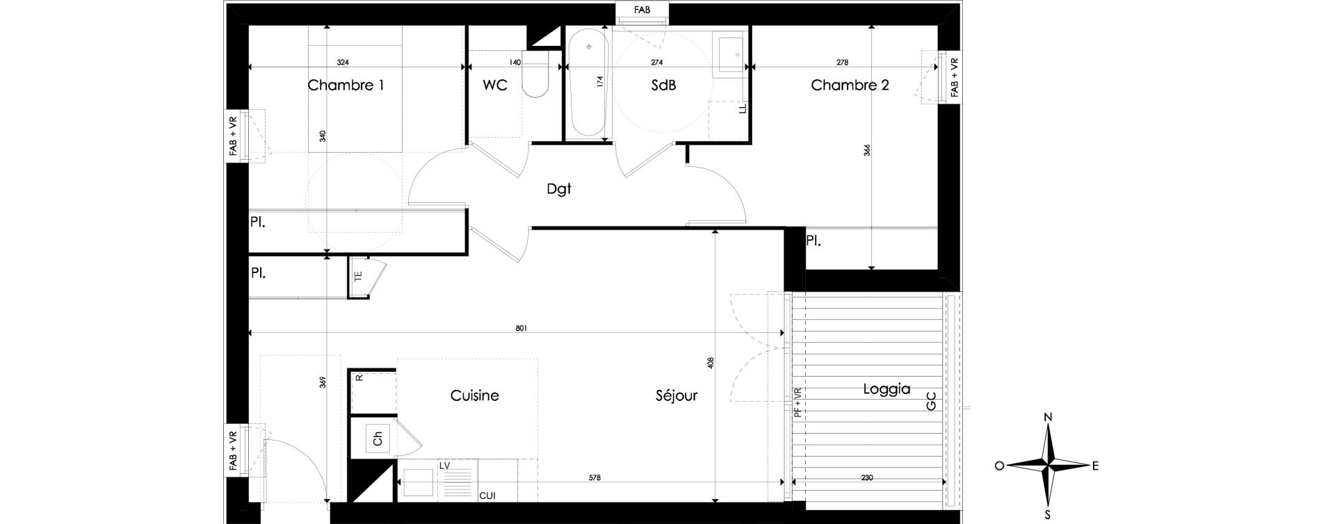 Appartement T3 de 63,32 m2 &agrave; Pibrac Centre