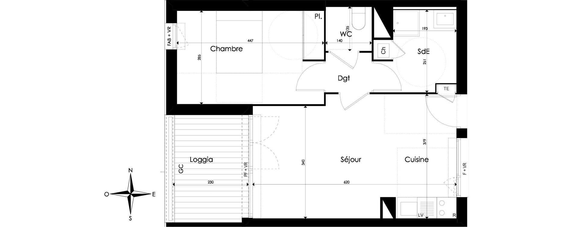 Appartement T2 de 44,27 m2 &agrave; Pibrac Centre