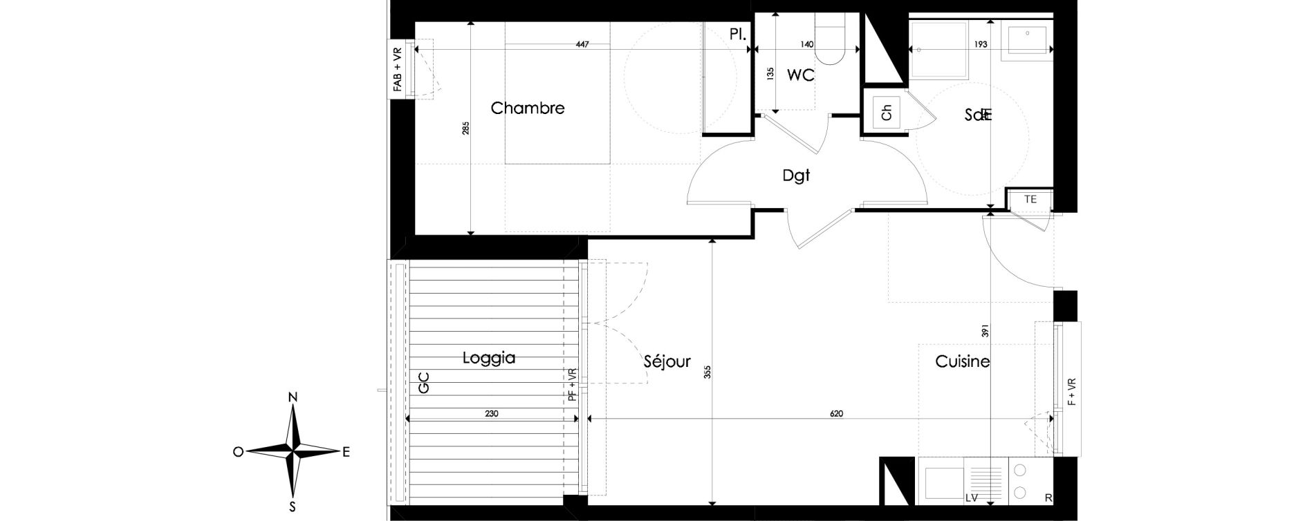 Appartement T2 de 45,14 m2 &agrave; Pibrac Centre