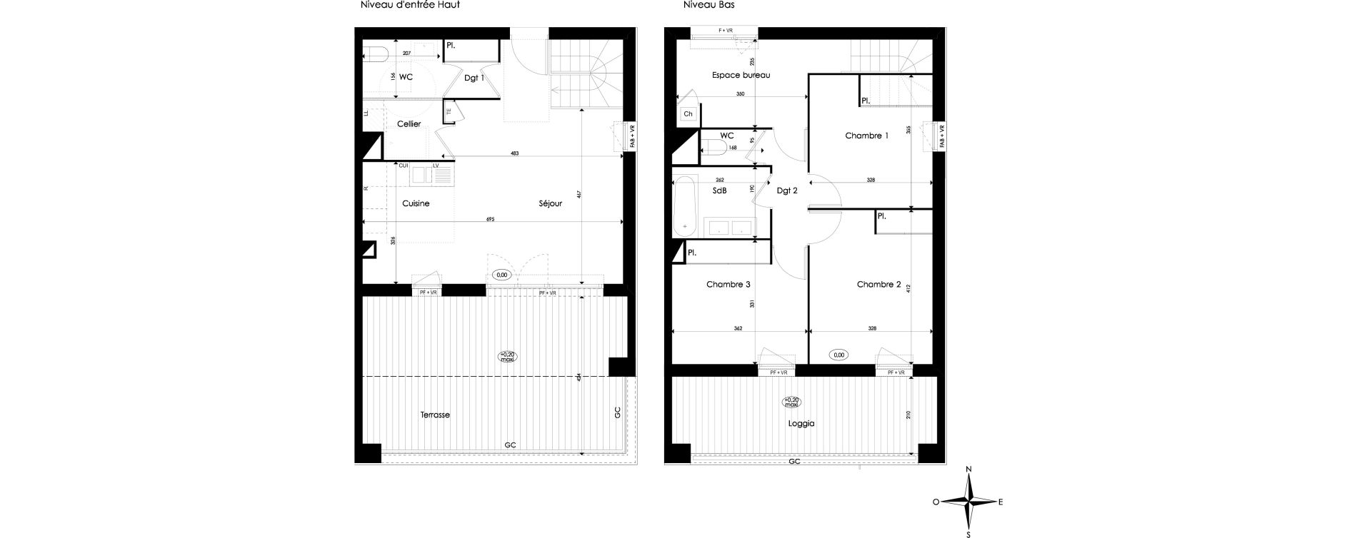 Duplex T4 de 94,85 m2 &agrave; Pibrac Centre