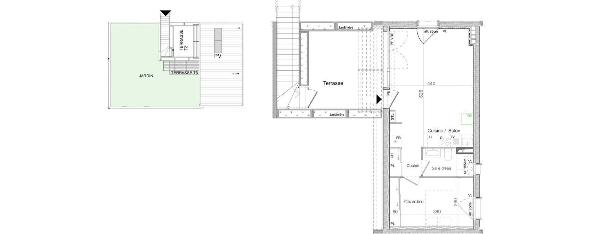 Appartement T2 de 44,86 m2 &agrave; Pibrac Centre