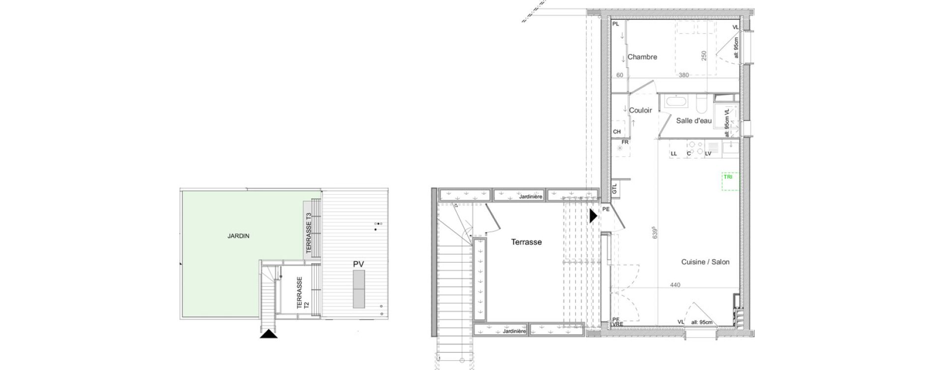 Appartement T2 de 44,97 m2 &agrave; Pibrac Centre
