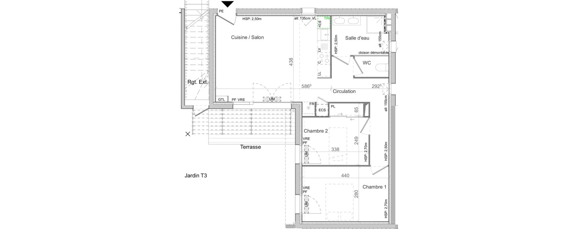 Appartement T3 de 63,26 m2 &agrave; Pibrac Centre