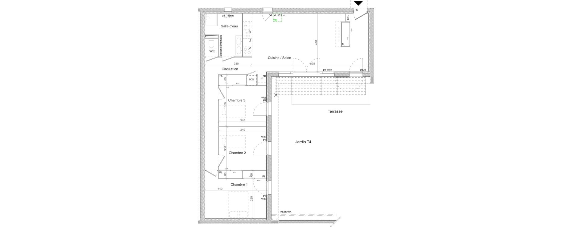 Maison T4 de 92,93 m2 &agrave; Pibrac Centre