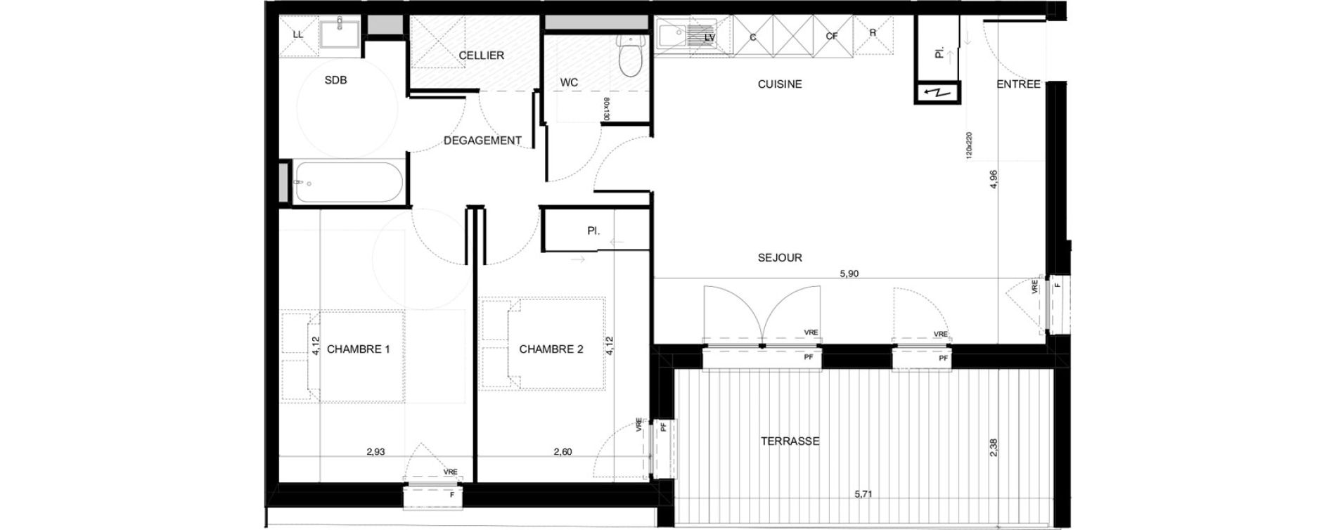Appartement T3 de 66,42 m2 &agrave; Pibrac Escalette