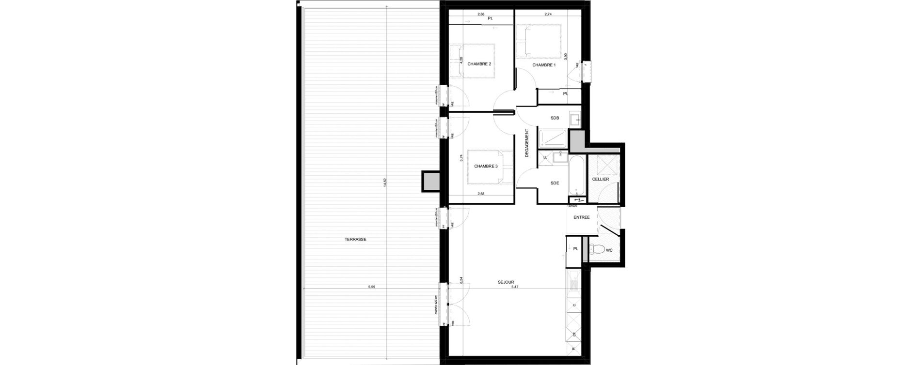 Appartement T4 de 82,45 m2 &agrave; Pibrac Escalette