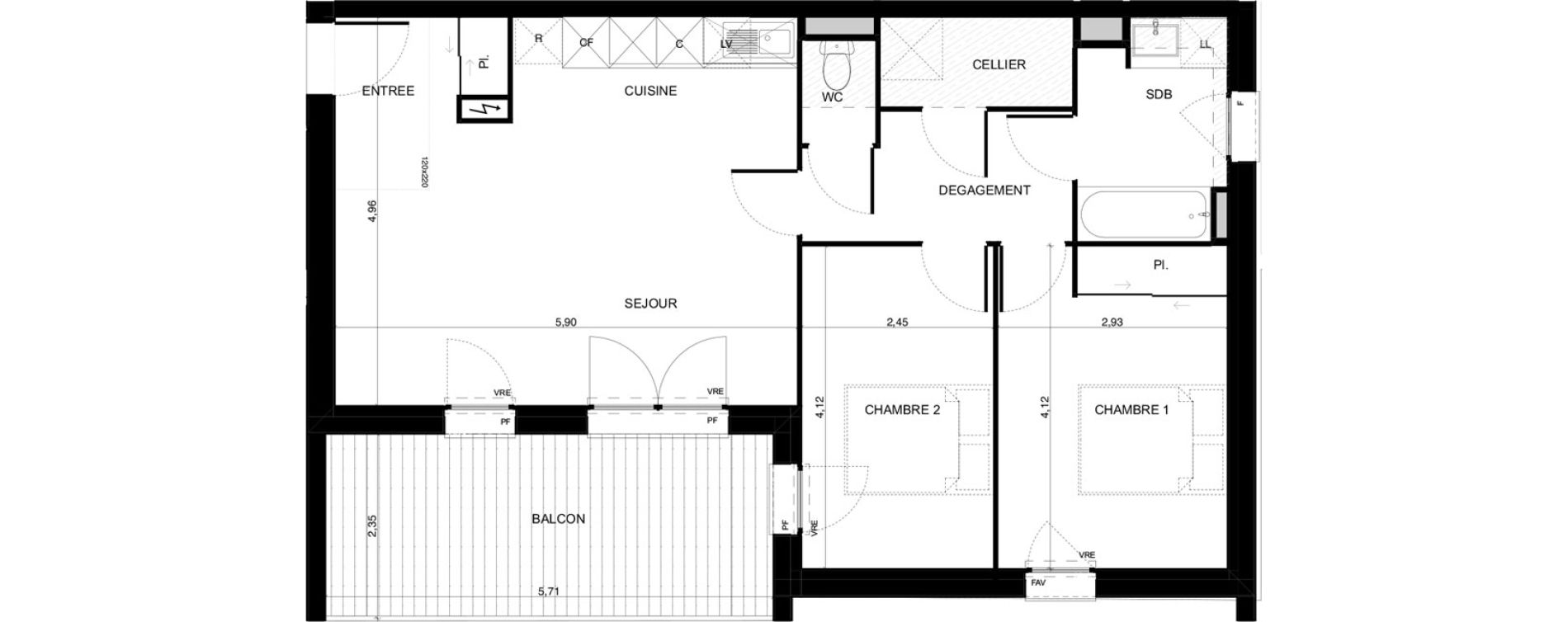 Appartement T3 de 66,07 m2 &agrave; Pibrac Escalette