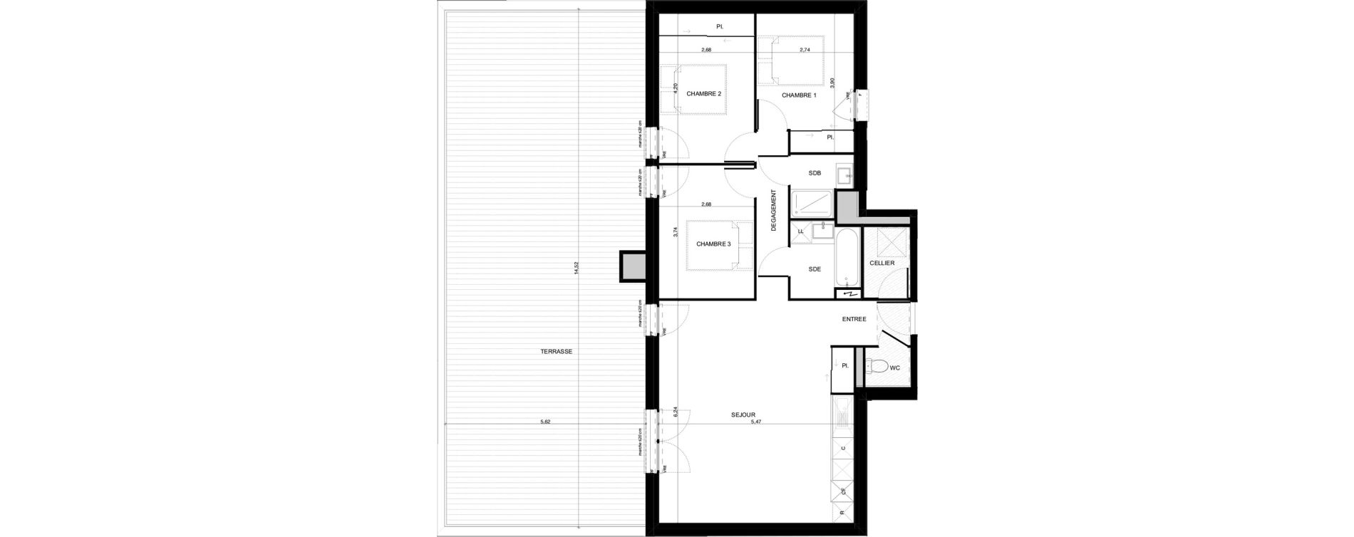 Appartement T3 de 82,48 m2 &agrave; Pibrac Escalette