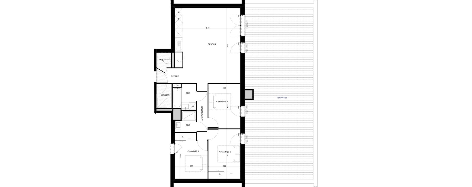 Appartement T4 de 82,52 m2 &agrave; Pibrac Escalette