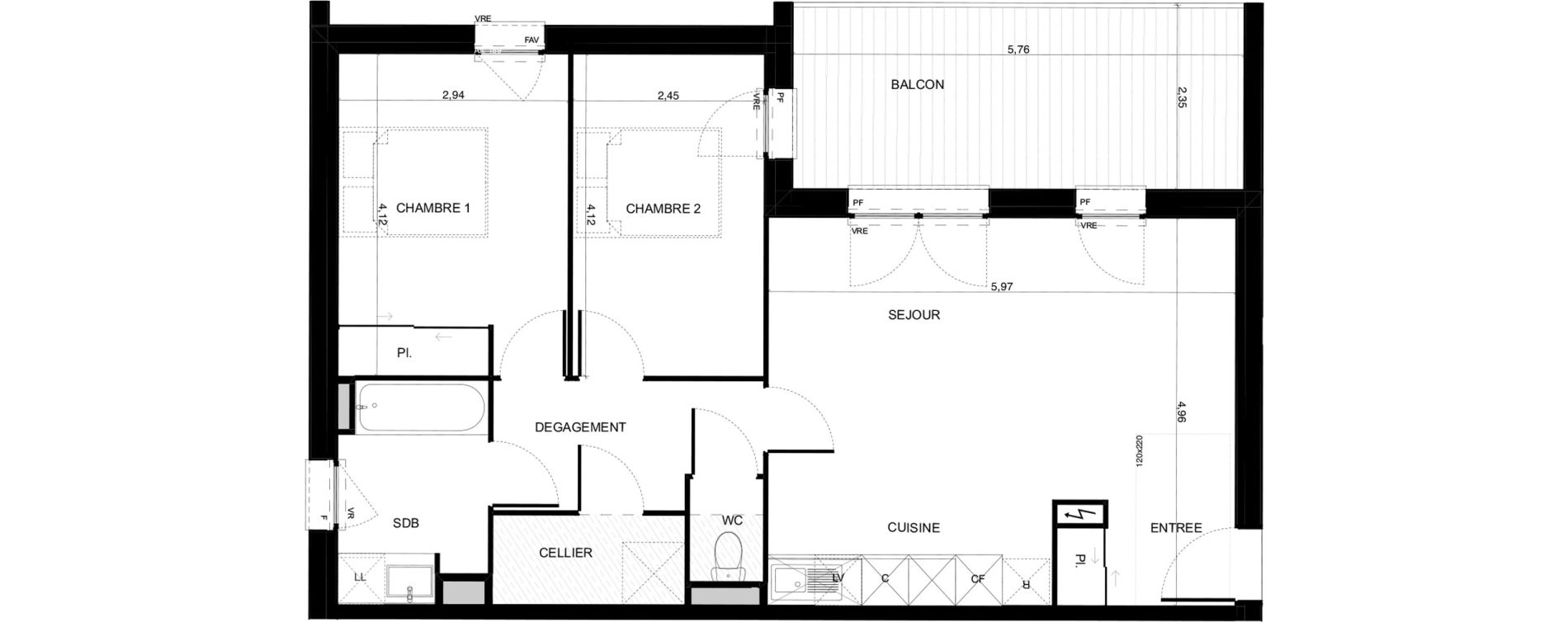 Appartement T3 de 65,98 m2 &agrave; Pibrac Escalette