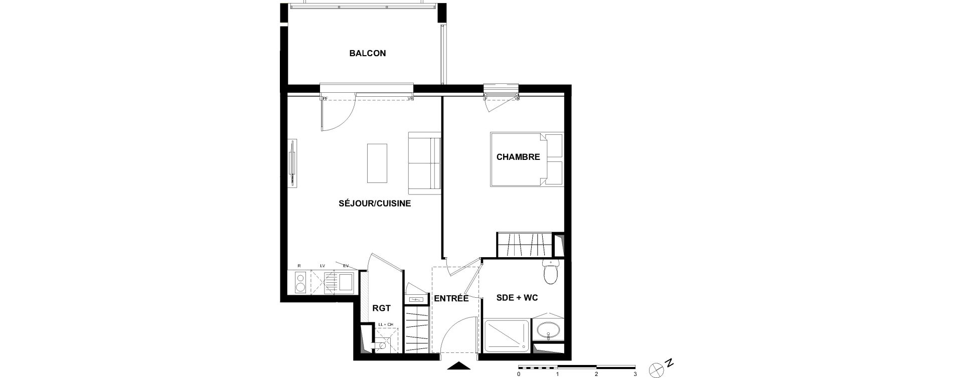 Appartement T2 de 42,49 m2 &agrave; Pibrac Ensaboyo