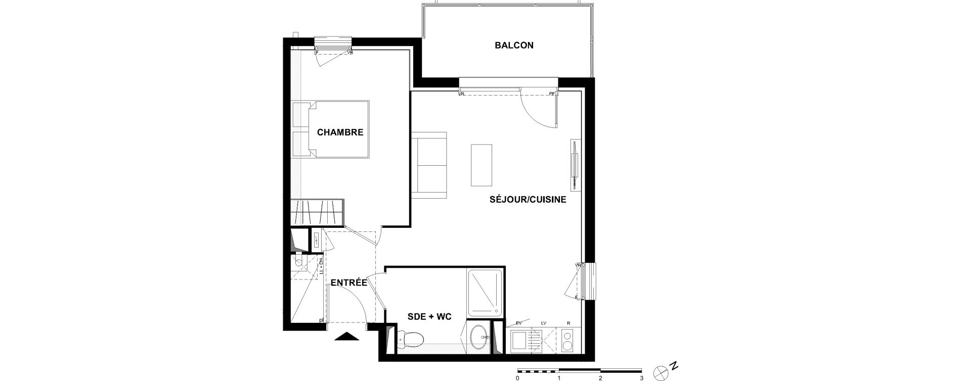 Appartement T2 de 44,11 m2 &agrave; Pibrac Ensaboyo