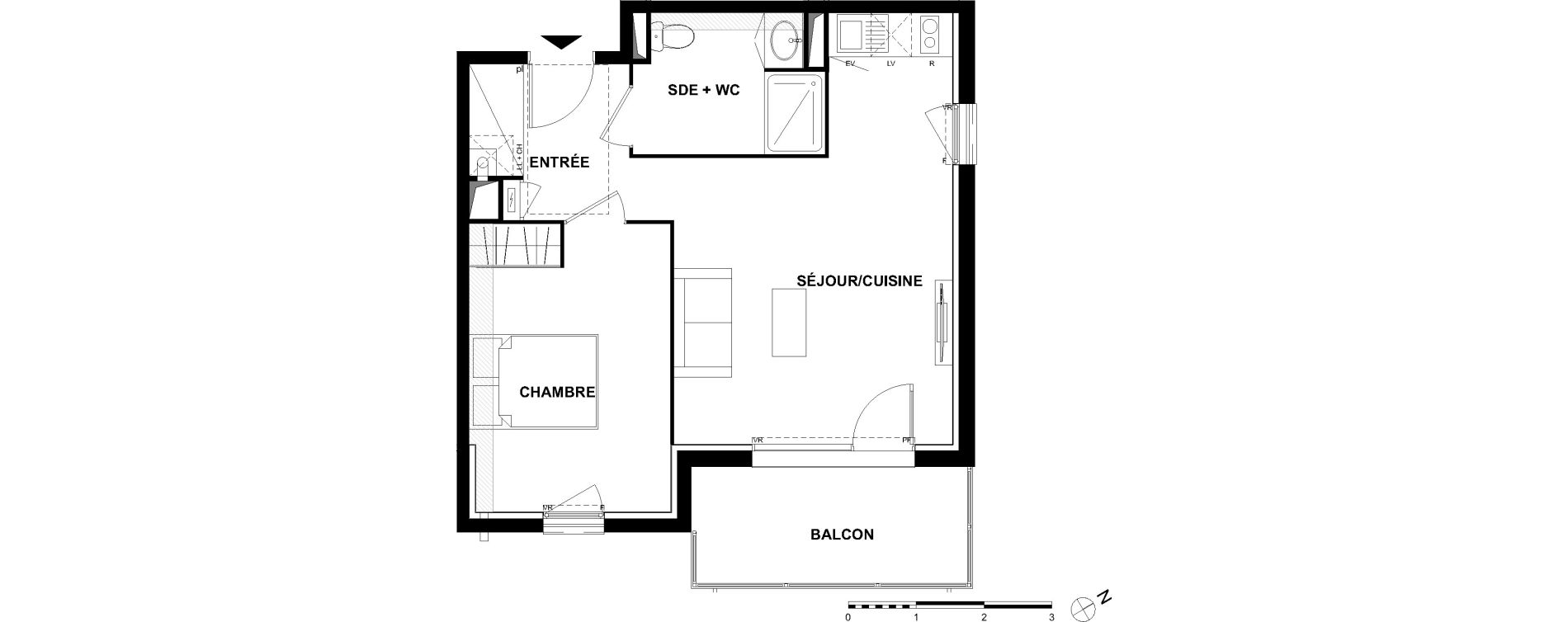 Appartement T2 de 44,32 m2 &agrave; Pibrac Ensaboyo