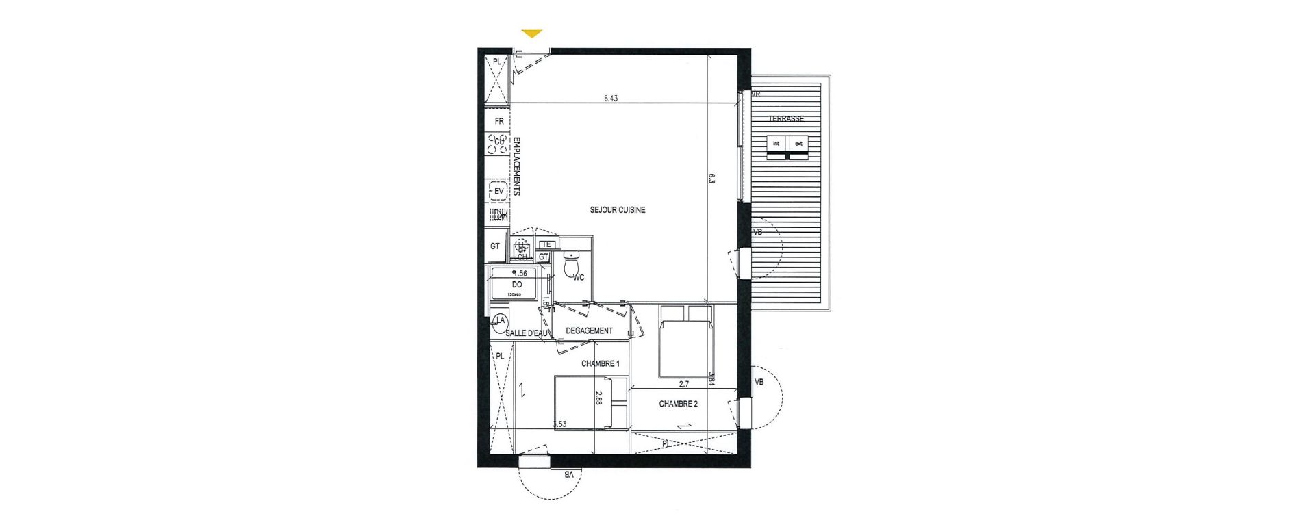 Appartement T3 de 62,40 m2 &agrave; Pibrac Centre