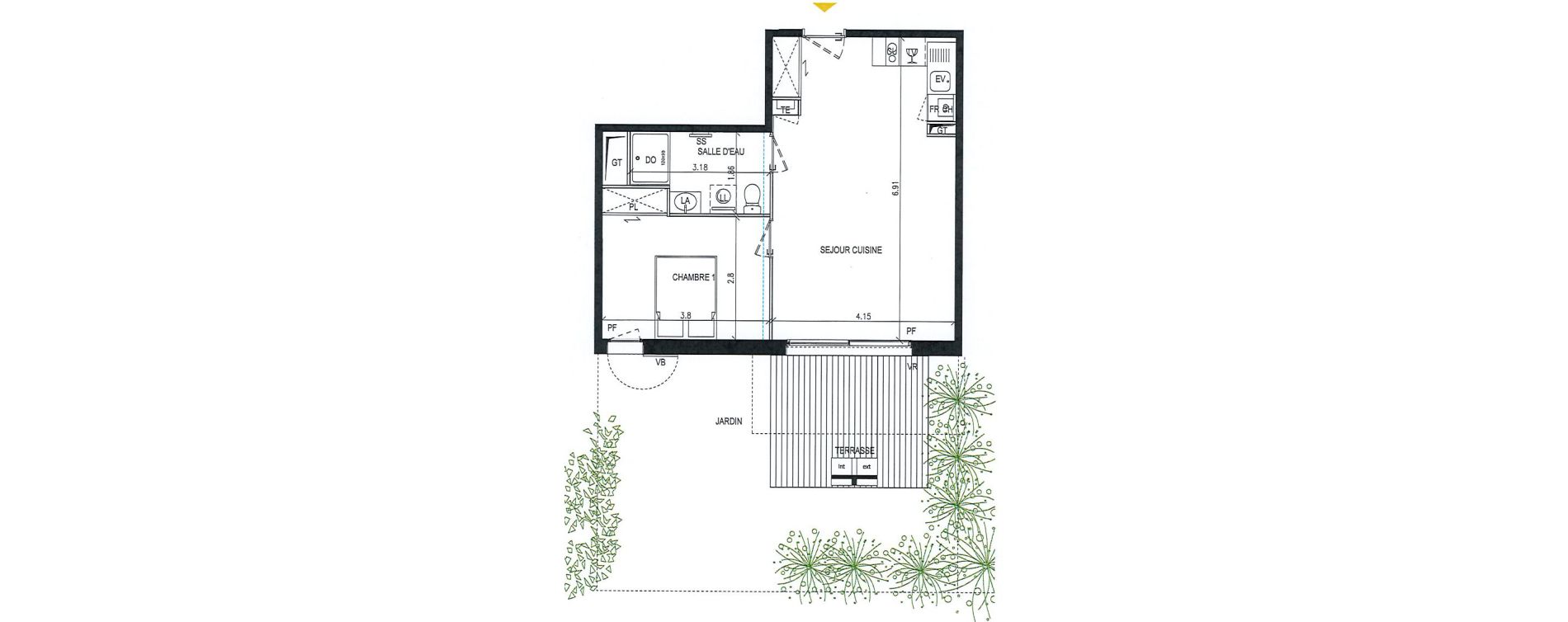 Appartement T2 de 45,10 m2 &agrave; Pibrac Centre