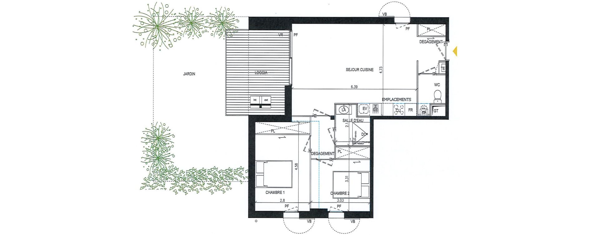 Appartement T3 de 63,10 m2 &agrave; Pibrac Centre