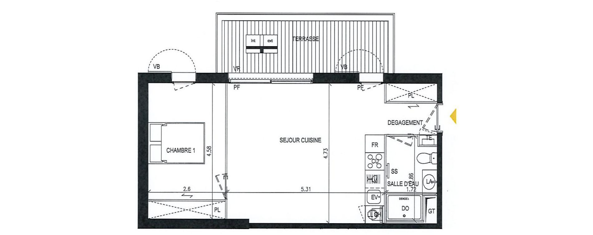 Appartement T2 de 44,10 m2 &agrave; Pibrac Centre