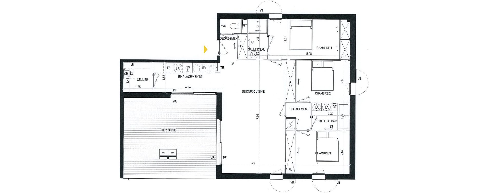 Appartement T4 de 85,40 m2 &agrave; Pibrac Centre