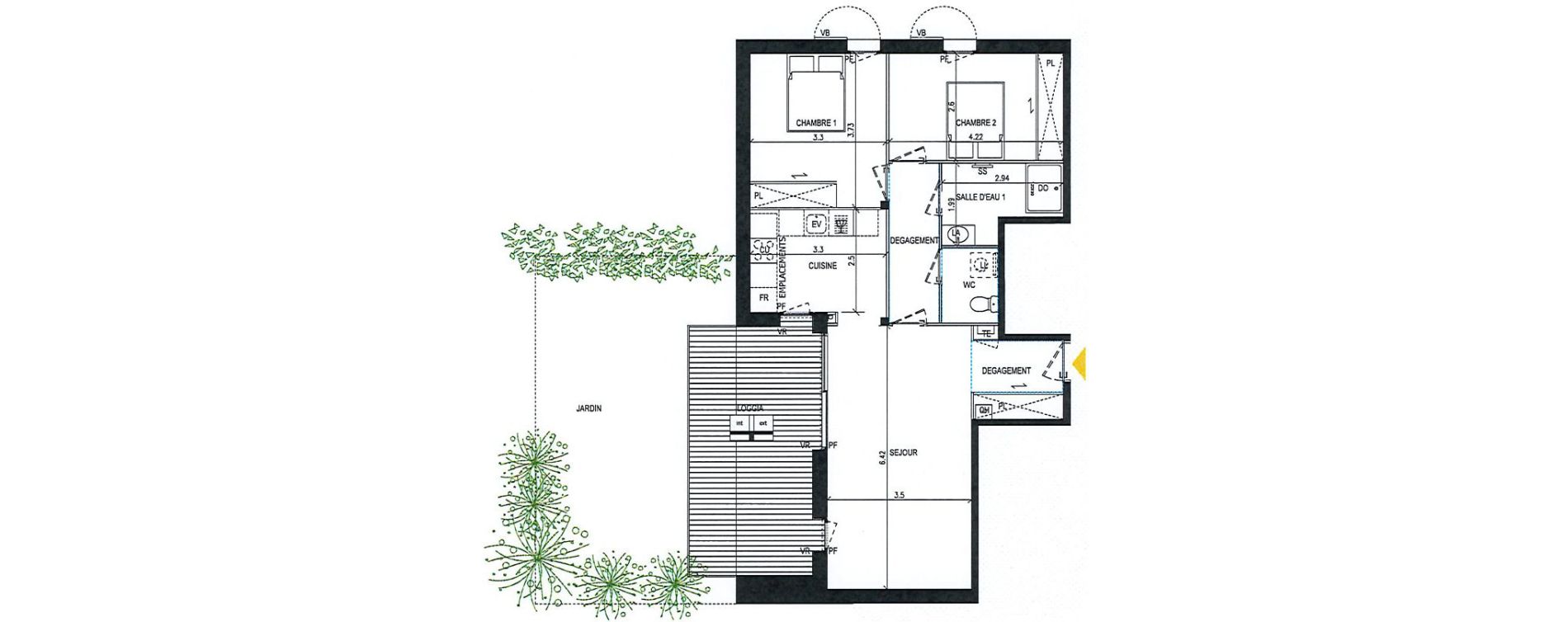 Appartement T3 de 70,10 m2 &agrave; Pibrac Centre